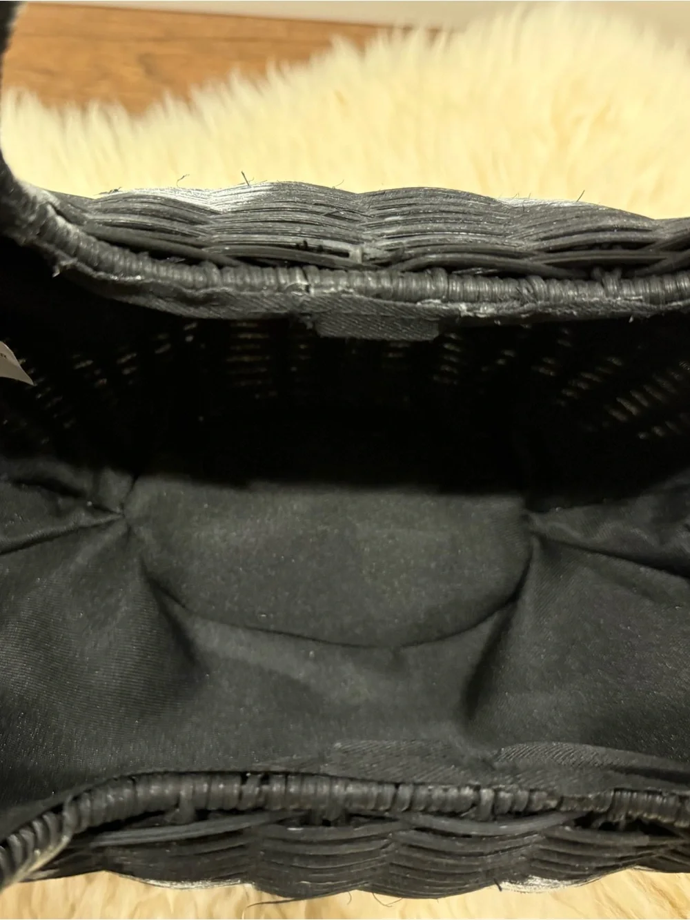 Kate Spade x Target Black & White Polka Dot Wicker Woven Circle Bag - Picture 3 of 4